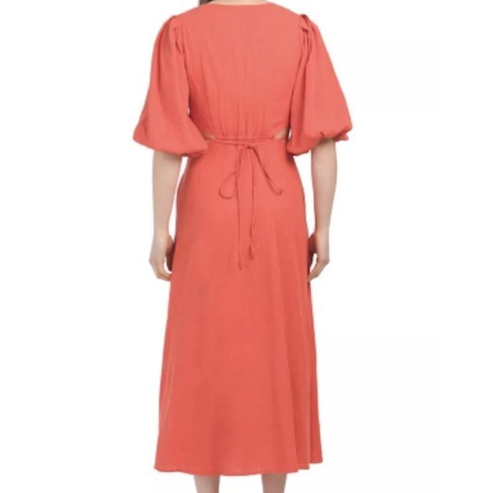 Young Fabulous & Broke High Tea Tiger Lily Linen Blend Midi Dress Size M cut off - Picture 3 of 10